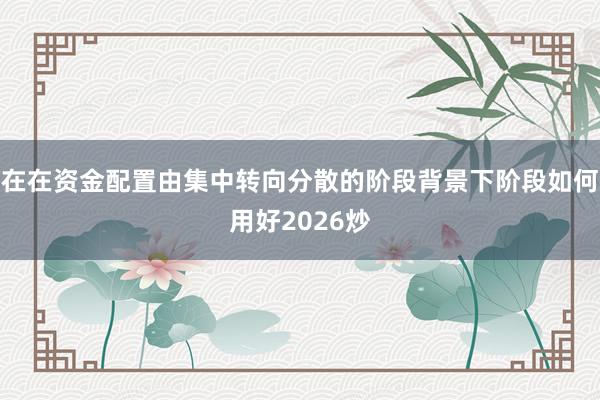 在在资金配置由集中转向分散的阶段背景下阶段如何用好2026炒