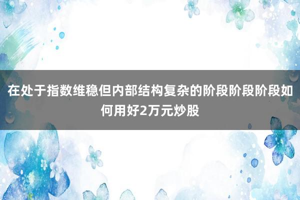 在处于指数维稳但内部结构复杂的阶段阶段阶段如何用好2万元炒股
