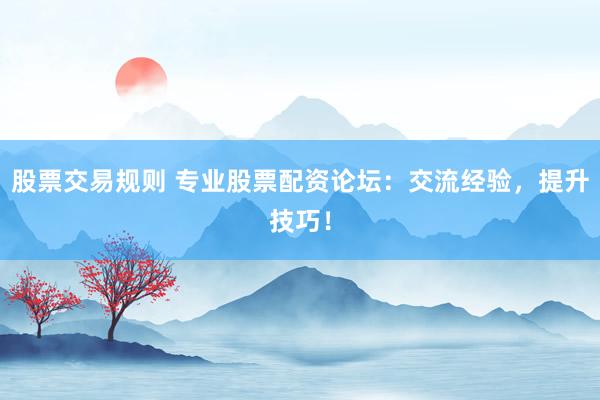 股票交易规则 专业股票配资论坛：交流经验，提升技巧！